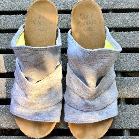 Juicy Couture Gray and Yellow Sandals with Wrapped Fabric Detail - Picture 10 of 13